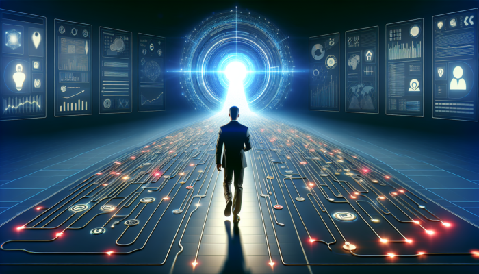 Person navigating digital path to Google registration, symbolising easy online setup.