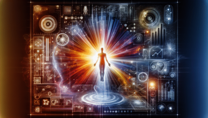 A dynamic blueprint with vibrant graphs and charts, symbolising marketing success and growth on digital devices.