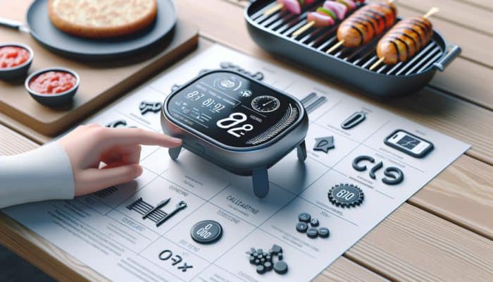 User-friendly grill timer with a large display and intuitive buttons, designed for easy setup and portability.