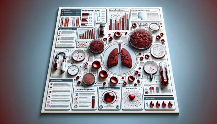Infographic highlighting factors such as diet, hydration, medications, and physical activity that affect full blood count results.