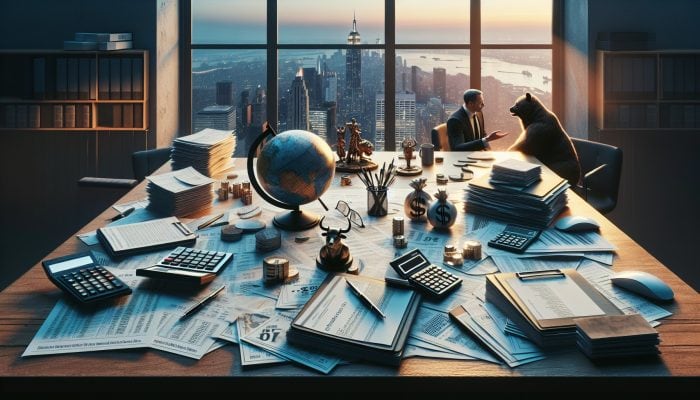 Combining Debt Consolidation With Balance Transfers: UK Guide | DCL A financial advisor explaining debt consolidation and balance transfers to a client at a desk with city skyline at dusk.